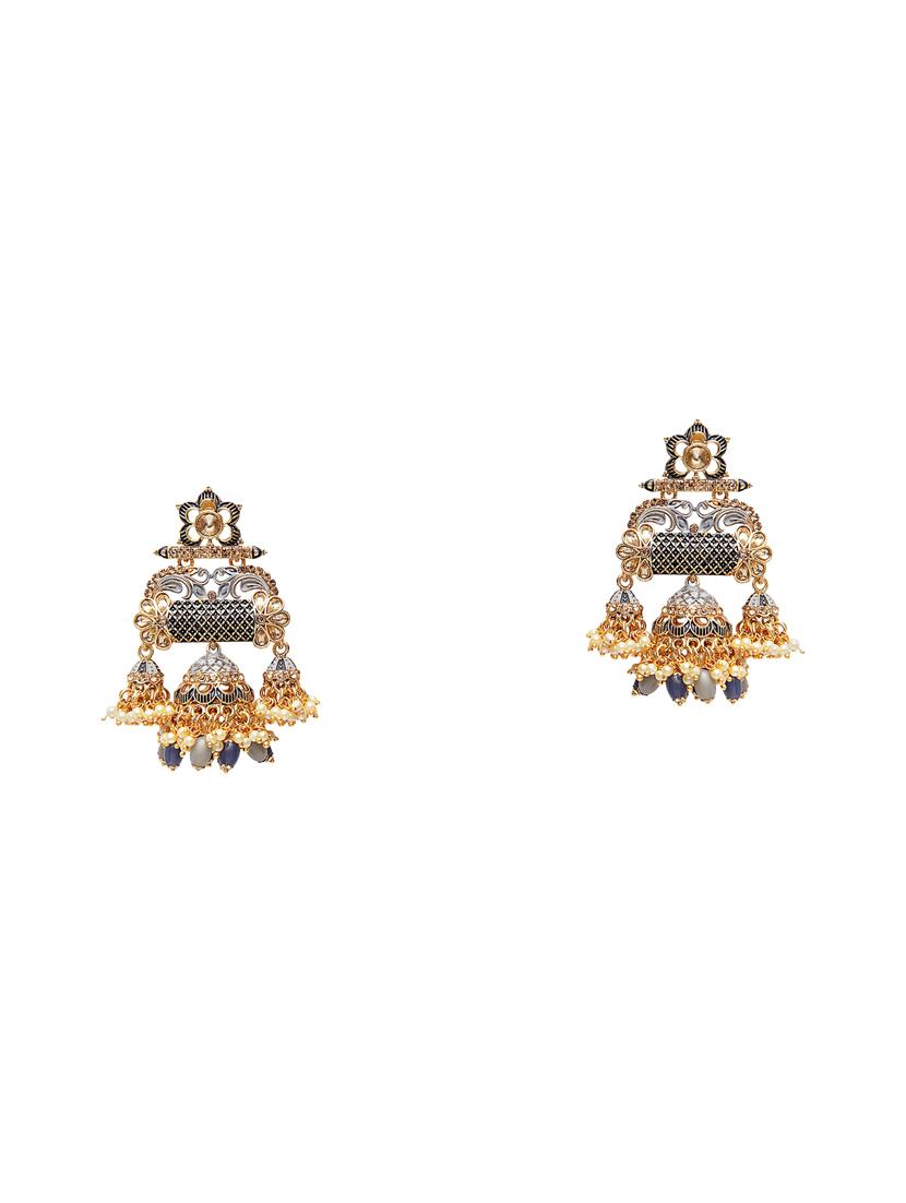 gold metal drop earring - 17531233 - Zoom Image - 2