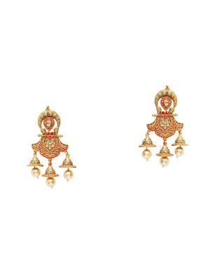 red gold metal drop earring - 17531234 - Standard Image - 2