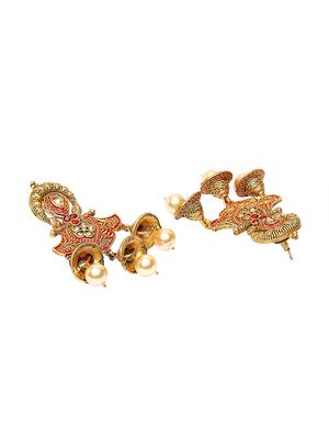 red gold metal drop earring - 17531234 - Standard Image - 3