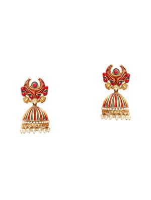 gold metal jhumka earring - 17531235 - Standard Image - 2
