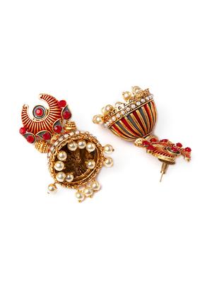 gold metal jhumka earring - 17531235 - Standard Image - 3