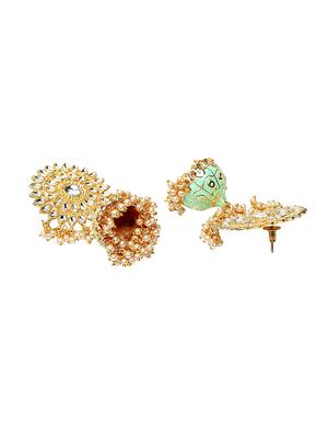 green metal jhumka earring - 17531236 - Standard Image - 3