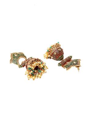 multi colored metal jhumka earring - 17531238 - Standard Image - 3