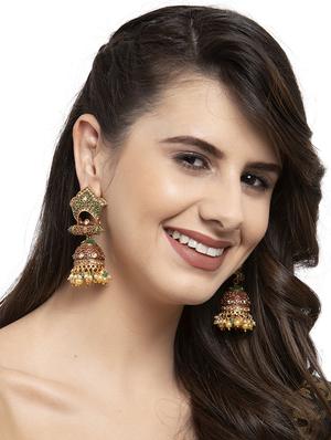 multi colored metal jhumka earring - 17531238 - Standard Image - 4