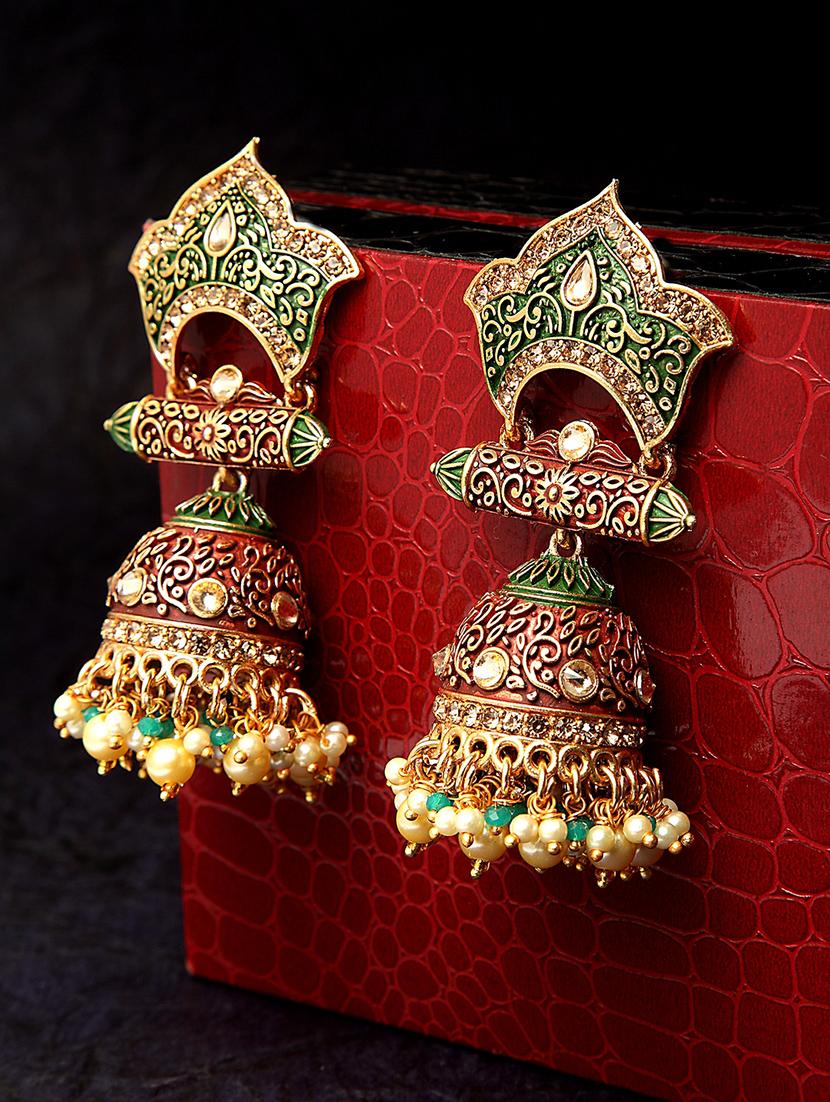 multi colored metal jhumka earring - 17531238 - Zoom Image - 1