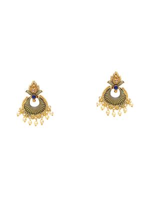 gold metal chandballi earring - 17531240 - Standard Image - 2