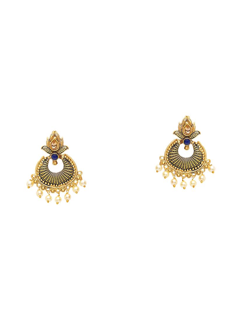 gold metal chandballi earring - 17531240 - Zoom Image - 2
