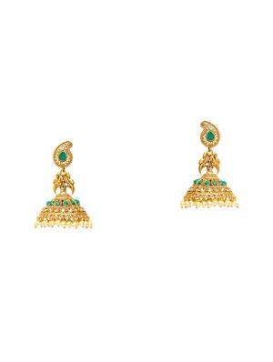 green metal jhumka earring - 17531242 - Standard Image - 2