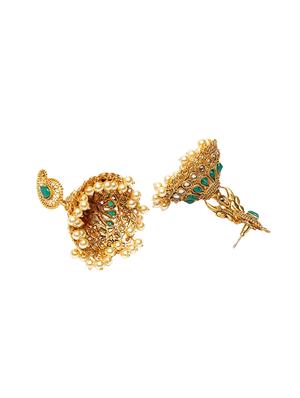 green metal jhumka earring - 17531242 - Standard Image - 3
