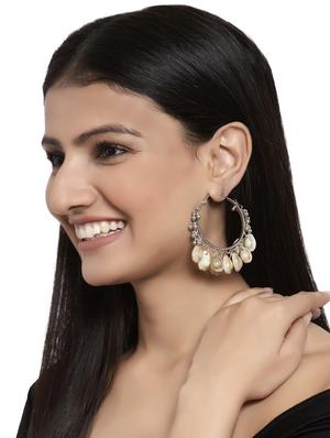 silver metal hoop earring - 17531254 - Standard Image - 4