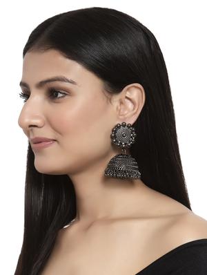 black metal jhumka earring - 17531255 - Standard Image - 4