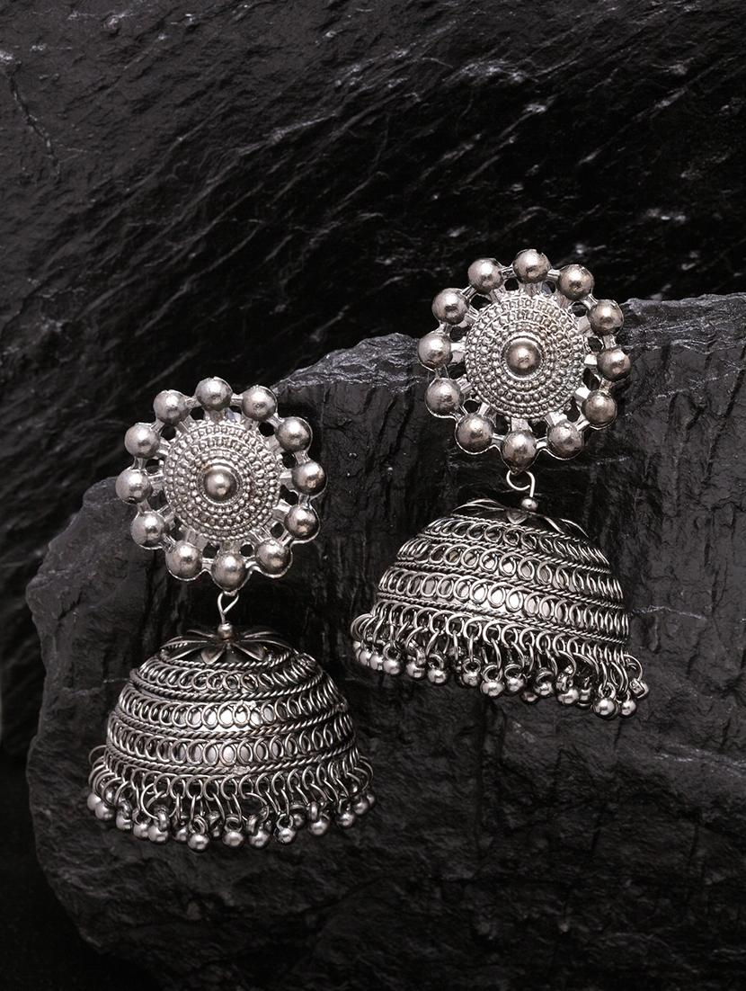 black metal jhumka earring - 17531255 - Zoom Image - 1