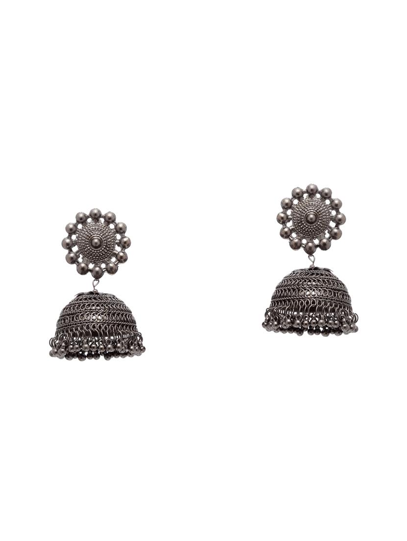 black metal jhumka earring - 17531255 - Zoom Image - 2