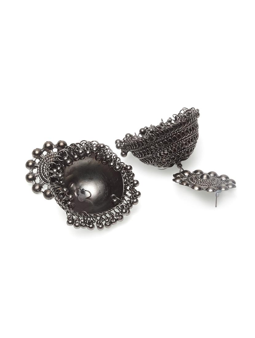 black metal jhumka earring - 17531255 - Zoom Image - 3