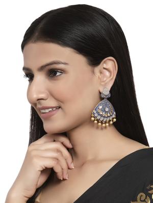 blue metal drop earring - 17531264 - Standard Image - 4