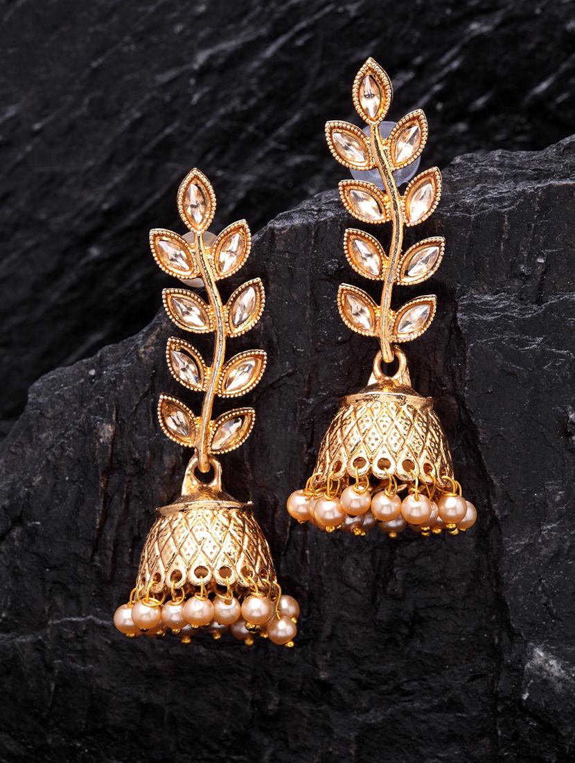 gold metal jhumka earring - 17531265 - Zoom Image - 1
