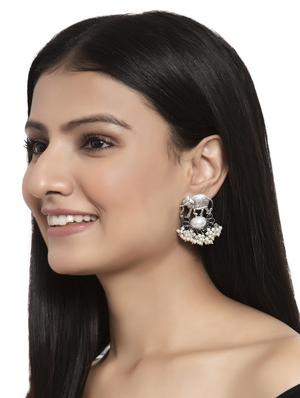 silver brass drop earring - 17531284 - Standard Image - 4