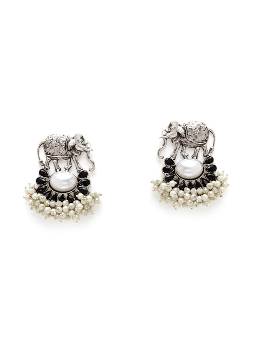 silver brass drop earring - 17531284 - Zoom Image - 2