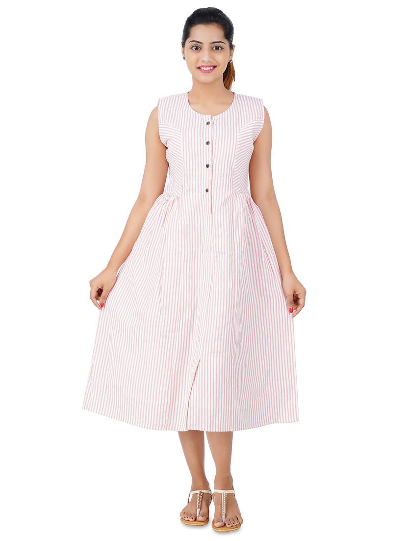 round neck striped dress - 17531422 - Zoom Image - 1