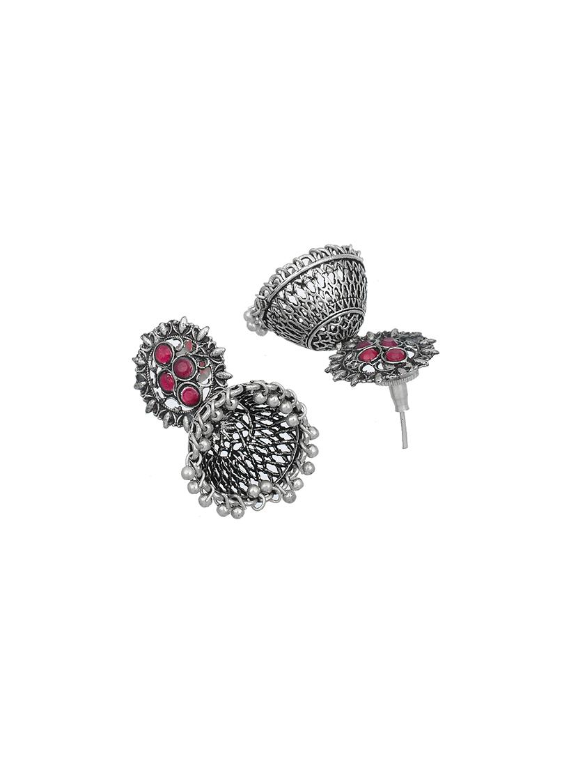 silver brass jhumka earring - 17531443 - Zoom Image - 2