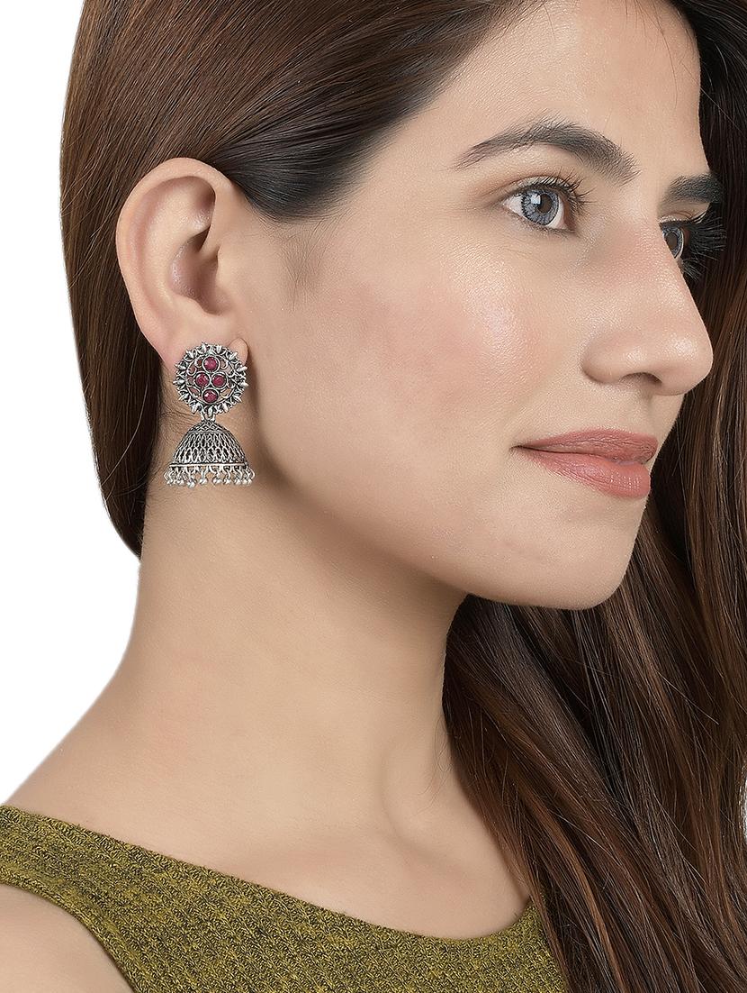 silver brass jhumka earring - 17531443 - Zoom Image - 4