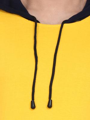 yellow color block cut & sew hooded t-shirt - 17531579 - Standard Image - 4