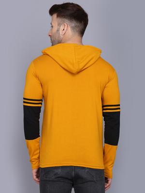 mustard color block cut & sew hooded t-shirt - 17531598 - Standard Image - 3