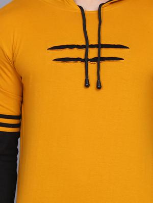 mustard color block cut & sew hooded t-shirt - 17531598 - Standard Image - 5