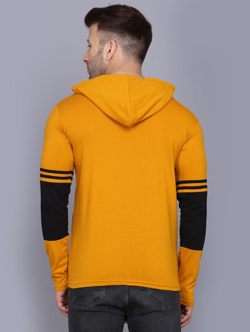mustard color block cut & sew hooded t-shirt - 17531598 - Zoom Image - 3