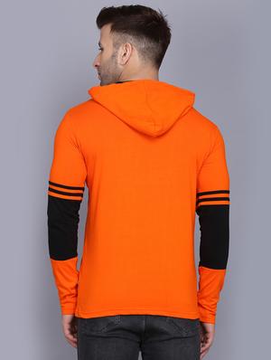 orange color block cut & sew hooded t-shirt - 17531601 - Standard Image - 3