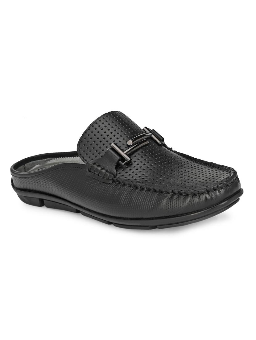 black leather slip on loafers - 17531694 - Zoom Image - 1