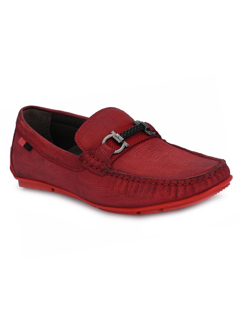 red leather slip on loafers - 17531724 - Zoom Image - 1