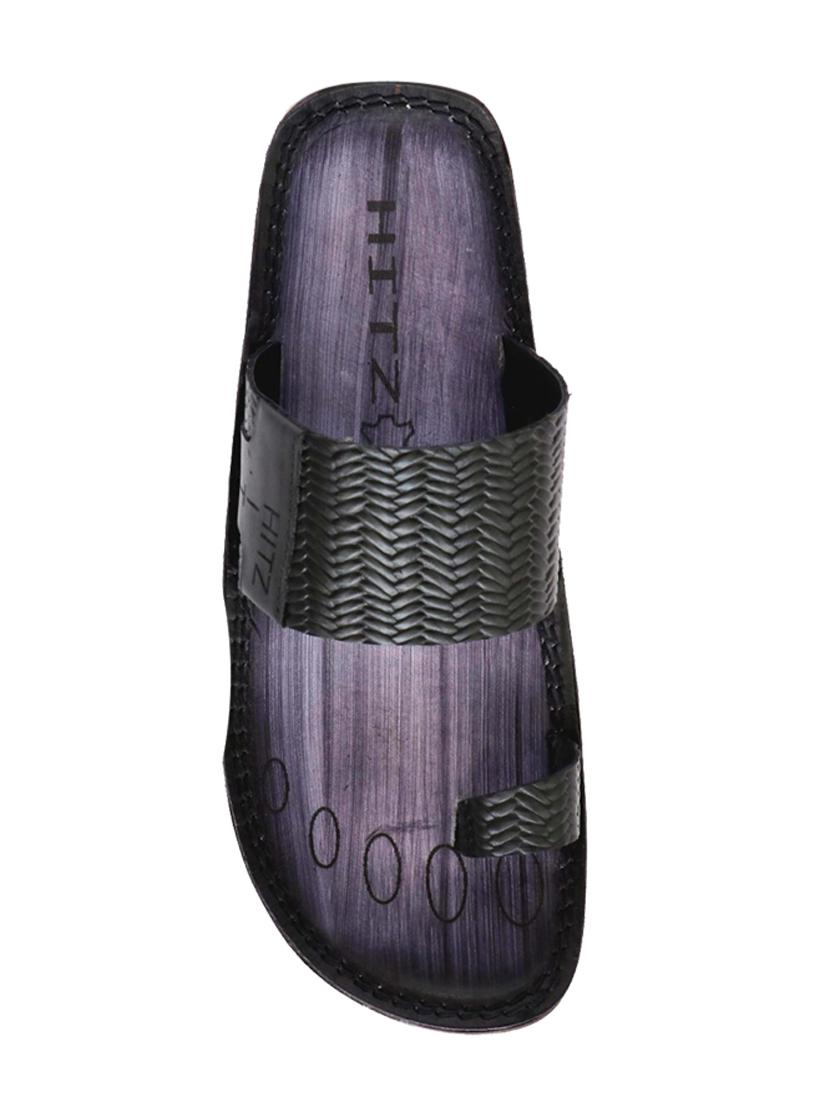 black leather slip on slippers - 17532059 - Zoom Image - 4