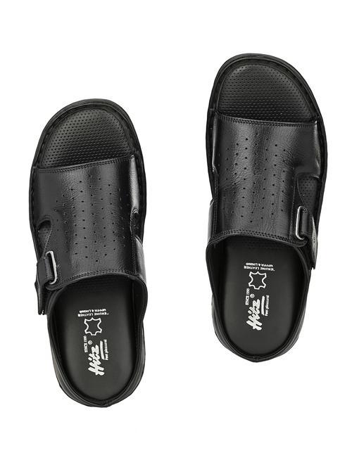 black leather slip on slippers - 17532103 - Standard Image - 1