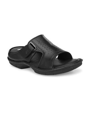 black leather slip on slippers - 17532103 - Standard Image - 2