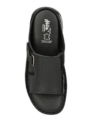 black leather slip on slippers - 17532103 - Standard Image - 5