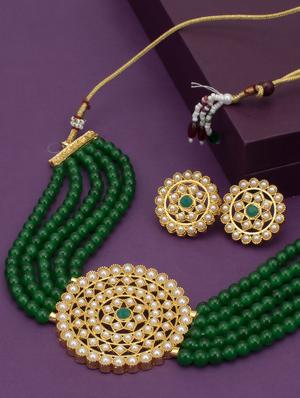 green gold plated choker necklace - 17532343 - Standard Image - 2