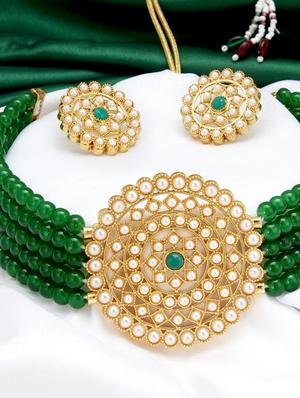 green gold plated choker necklace - 17532343 - Standard Image - 3