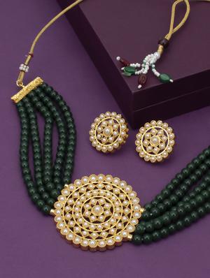 green gold plated choker necklace - 17532344 - Standard Image - 2