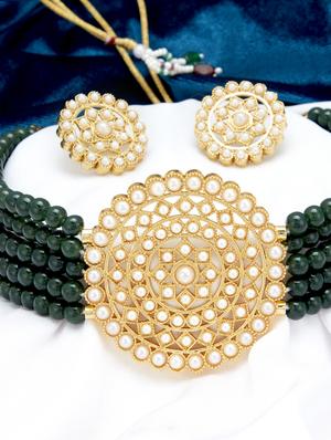 green gold plated choker necklace - 17532344 - Standard Image - 3