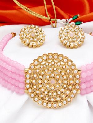 pink gold plated choker necklace - 17532346 - Standard Image - 2