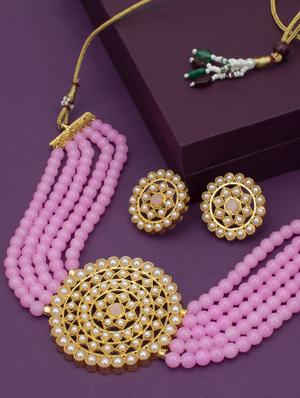 pink gold plated choker necklace - 17532346 - Standard Image - 3