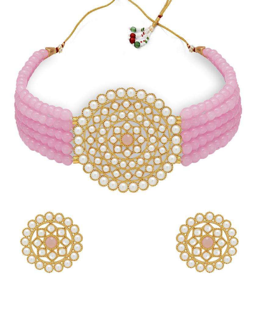 pink gold plated choker necklace - 17532346 - Zoom Image - 1