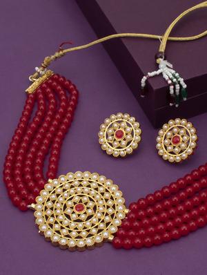 red gold plated choker necklace - 17532349 - Standard Image - 3
