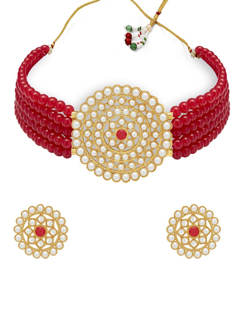 red gold plated choker necklace - 17532349 - Zoom Image - 1