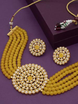 yellow gold plated choker necklace - 17532352 - Standard Image - 2