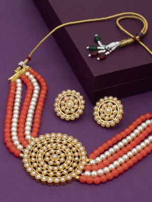 red gold plated choker necklace - 17532354 - Standard Image - 3