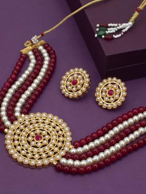 red gold plated choker necklace - 17532357 - Standard Image - 2