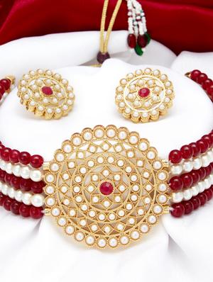 red gold plated choker necklace - 17532357 - Standard Image - 3