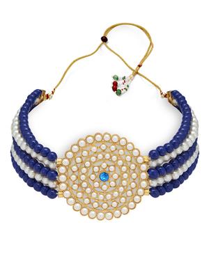 blue gold plated choker necklace - 17532360 - Standard Image - 4